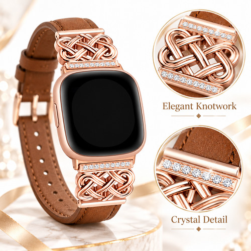 Brown leather watch strap - brown,